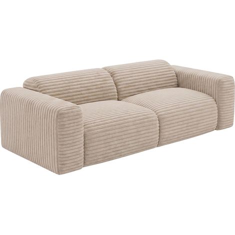 Divano letto 4 posti in velluto a coste larghe beige - POGNI di Maison Céphy (1/3)