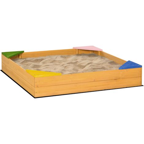 Sabbiera da Esterno 109x109x19,8 cm in Legno di Abete Naturale (1/5)
