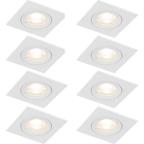 QAZQA Xena Spot encastrable - lot de 8 - 8x8cm - IP44 - Carré - Blanc (1/5)