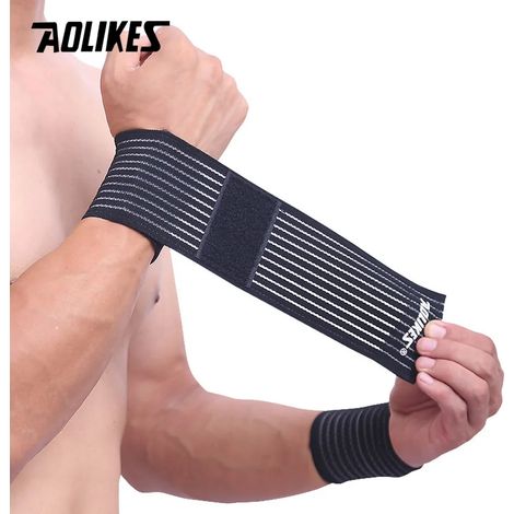 Bandage élastique en coton noir, bracelet de poignet pour exercices de la main, support de poignet pour la salle de sport