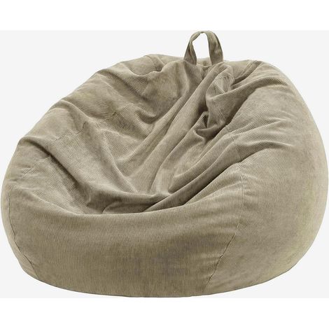 Housse de Pouf de 0,9 m (sans Remplissage) – Grande Housse de Pouf de Rangement pour Animaux en Peluche Lavable en Velours côtelé pour Adultes, Enfants, Gris Kaki (1/5)