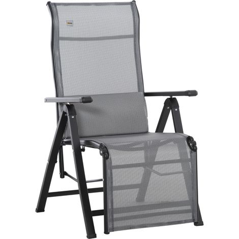 Chaise longue anti-gravité pliante coussin, dossier 9 réglages charge 150 kg, jardin plage extérieure, noire grise