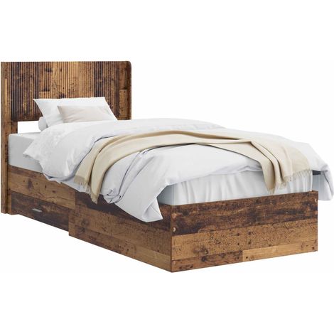 Bed Frame with Storage and Headboard Old Wood 100 x 200 cm vidaXL (1/5)