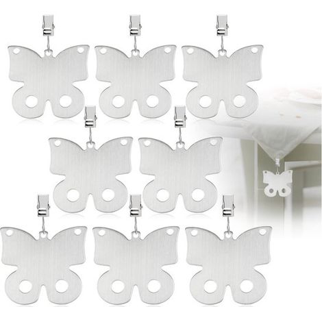 Pesas para manteles, Perchas con peso para manteles, Pesas para manteles, 8 piezas, Forma de mariposa, Gris, Mantienen el mantel en su lugar (1/5)