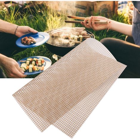 Tapis de cuisson réutilisable et antiadhésif pour barbecue, rôtissage, cuisson au four, pique-nique en plein air, friture (marron) (1/5)