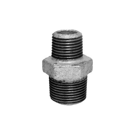 Giunto zincato ridotto maschio a doppio filetto 3/8" - 1/2"