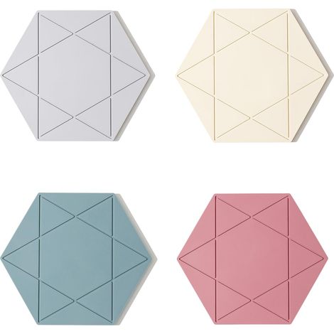 Juego de 4 manteles individuales de silicona: antideslizantes, resistentes al calor, duraderos y fáciles de limpiar, ideales para mesas de comedor, encimeras de cocina y más.