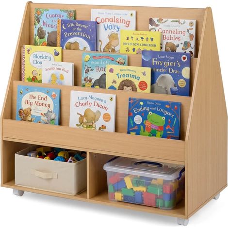 Libreria per bambini a doppia faccia su ruote con lavagna integrata (1/5)