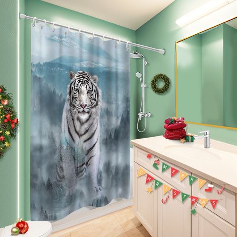 Rideau de douche tissu polyester 180x180 avec œillets housse de baignoire pour optimiser un petit espace (1/5)