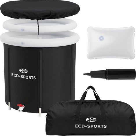 ECD Germany Bain de Glace Ø80 cm, Tonne d’Immersion Isolée 350 L avec Kit Complet, Baignoire Pliable pour Cryothérapie, Récupération Musculaire, Bain Froid Mobile Cuve d’Eau pour Intérieur/Extérieur
