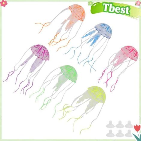 Simulation fluorescente de décor d'aquarium artificiel en silicone brillant avec fil de 6 couleurs pour ornement d'aquarium (1/4)