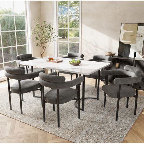 Silla de comedor moderna en gris oscuro con estructura de hierro, 70 x 62 x 84 cm (1/5)