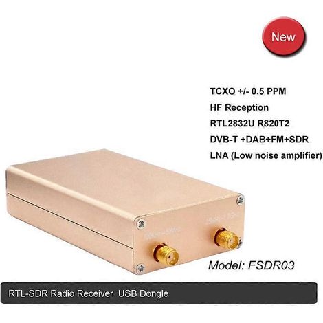 Récepteur radio programmable à gamme complète RTL-SDR, réception HF 100 kHz - 1,8 GHz, TXCO 0,5 ppm, dongle USB de fréquence précis SMA (1/5)