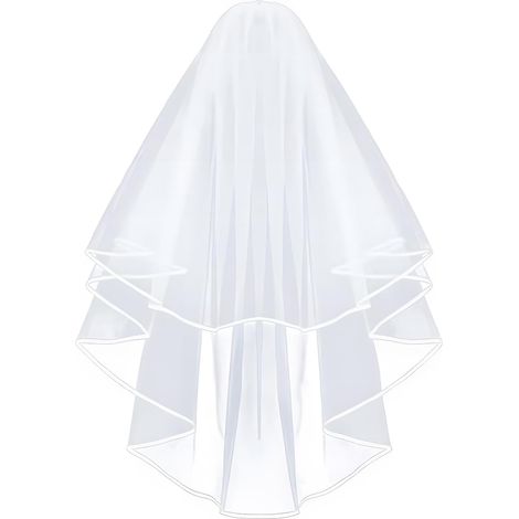 Velo da sposa corto ed elegante in tulle con pettine (60-80 cm) (1/5)