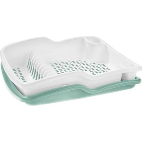 Scolapiatti Brio Con Vassoio Salvagocce Bianco/Salvia 6227 - 39,8X12X48 Cm
