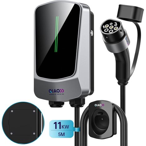 EV Charger 11KW Type 2, Three Phase-16A, Electric Vehicle Charging Station with 5m Type 2 Cable, LED Display, Cable Holder, Wallbox Chargers for Home and Outdoor (1/5)