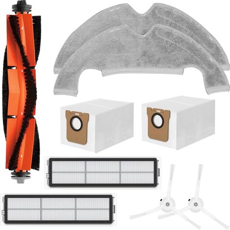 9-teiliges Ersatzteilset für Mi Robot Vacuum Cleaner X10 Zubehör: 1 Hauptbürste, 2 Seitenbürsten, 2 Wischpads, 2 Staubbeutel, 2 Filter (1/5)