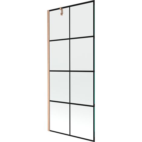 Mexen Next Badewannenfaltwand 1-flügelig 80 x 150 cm, schwarzes Muster, gebürstetes Kupfer - 895-080-000-00-77-65 (1/5)
