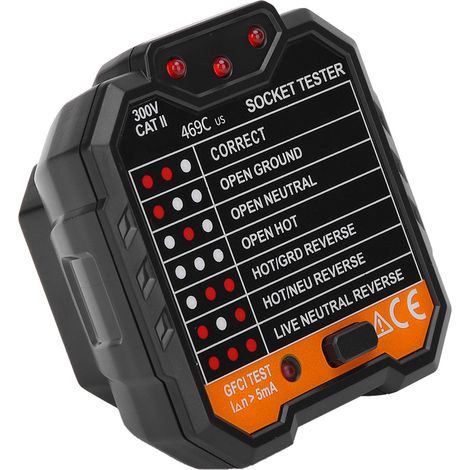 Tragbarer Netzfehlerprüfer mit digitaler Anzeige, Steckdosentester 48–250 V, 45–65 Hz, EU-Stecker (1/5)