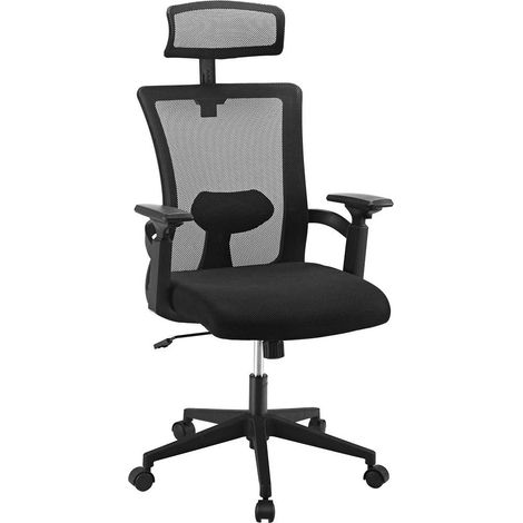 Techly Sedia per Ufficio con Schienale Alto e Poggiatesta Regolabile Nero (1/5)