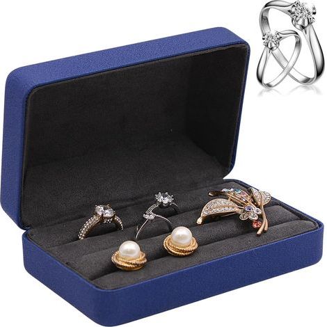 Ringaufbewahrungsbox – Reise-Schmuckkästchen – Blau – Kunstleder – Kleiner Ringhalter – Für Damen und Mädchen (1/5)