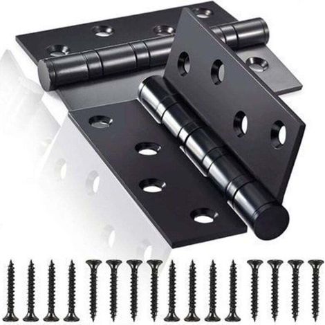 Charnière Porte Intérieure Acier Inoxydable 2 Pièces Pliante Épaisseur 3 mm Noir Pleine (1/4)
