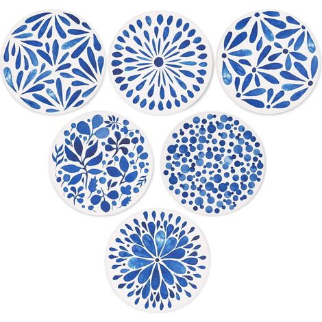 Sous-Verre Céramique - Rond 10,2 cm Épaisseur 0,6 cm - Base Liège - Protection Table - Lot de 6 (1/5)