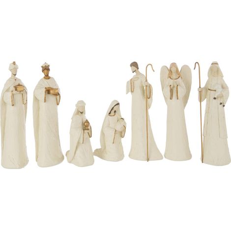 Lot de 7 Santons en Résine "Glow" 14cm Écru