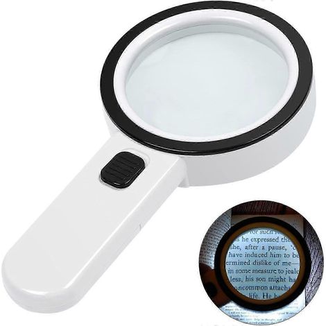 Loupe éclairante 30x, loupe de poche à 12 LED, idéale pour la lecture des personnes âgées et atteintes de dégénérescence maculaire. (1/5)
