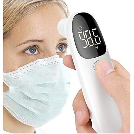 Thermomètre Frontal et auriculaire Infrarouge médicale Thermometre sans Contact pour Adulte Enfant bébé, Affichage LCD Option sonore mémoires