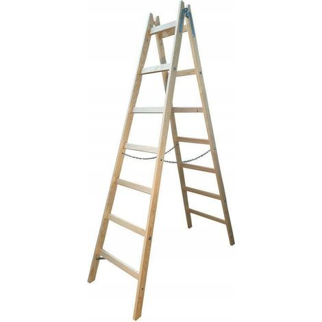 Leiter awtools 2x 7 steps Holz 150 kg Tragfähigkeit (1/3)