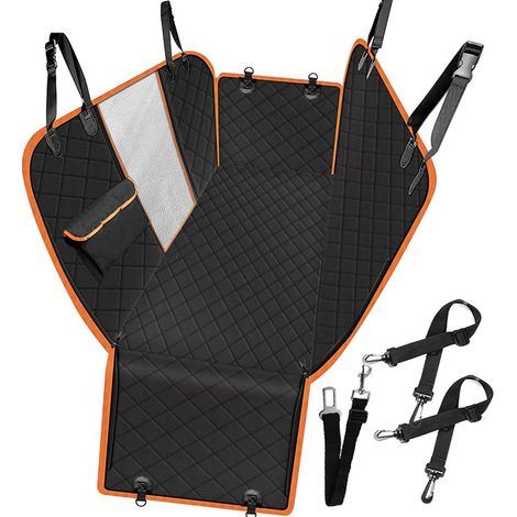 LAN Matelassée - Noire avec maille14713740 Tapis de voiture pour chien, résistant aux taches et imperméable, en coton matelassé, tapis pour animaux de compagnie pour siège arrière de voiture. (1/5)