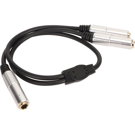 Câble Y Stéréo 6.35mm Femelle vers Double 6.35mm Femelle, Connecteurs Dorés, Plug & Play, 0.5m (1/5)