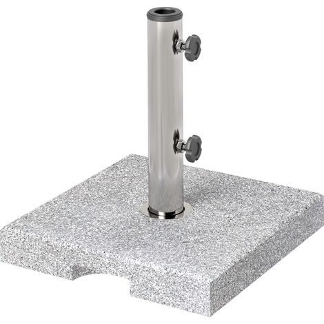 Pied de parasol carré en granit gris, 21 kg, avec poignées et 2 boutons réglables, idéal pour stabiliser votre parasol de jardin ou de balcon, adapté à une utilisation extérieure résistante aux int... (1/5)