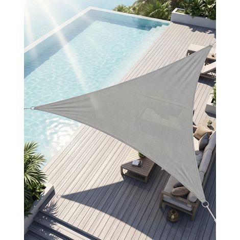 Voile d'ombrage Imperméable Triangulaire, Polyester PES avec 95% Protection UV, Résistant aux Intempéries et Durable, Toile Ombrage Exterieur pour Jardin, Extérieur - Gris - 3 x 3 x 3m (1/5)