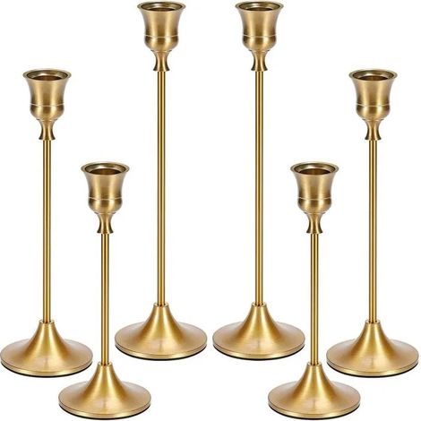 Photophores coniques en laiton doré pour chandeliers vintage, idéaux pour cheminée, fête, dîner ou maison. Lot de 6 pi - Or Lot de 6 (1/5)