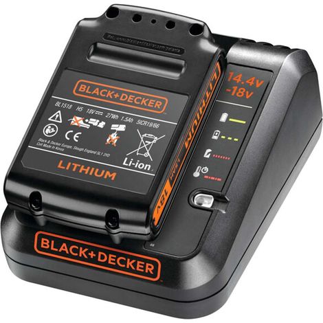 Black & Decker – Chargeur pour électroportatif 18V avec 1 batterie 1,5Ah – BDC1A15 – Technologie lithium-ion pour performance optimale