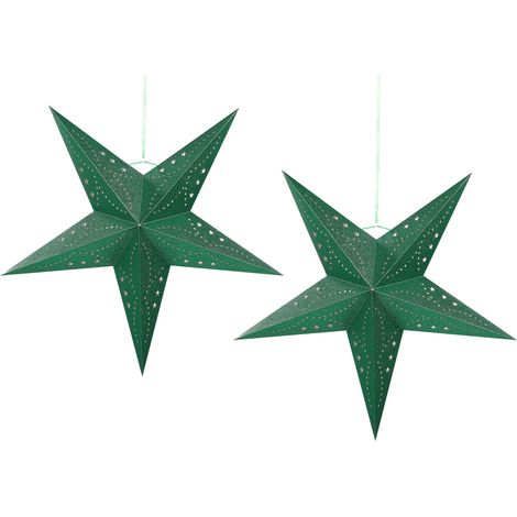 Wanddekoration 2er Set LED MOTTI Stern 60 cm Smaragdgrün