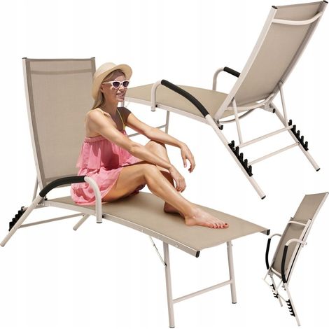 Chaise longue de jardin pliable en aluminium, chaise longue de jardin, dossier réglable (1/5)