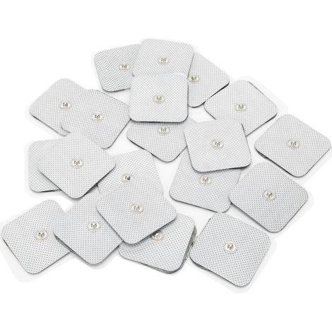 Lot de 20 électrodes boutons non tissées pour appareils de massage TENS et EMS, 4 x 4 cm (1/5)