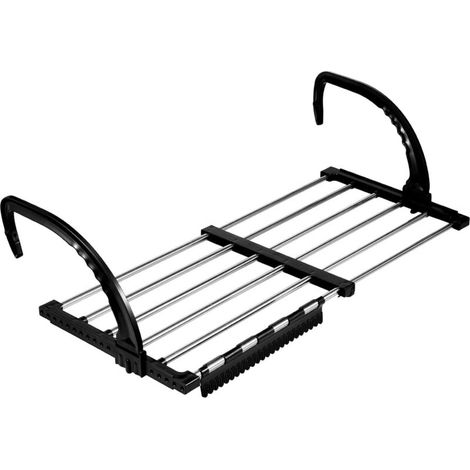 Séchoir à linge portable - Pour balustrades de balcon et rebords de fenêtre - Pliable et rétractable - Pour sécher les chaussettes - 64-110 cm (1/5)
