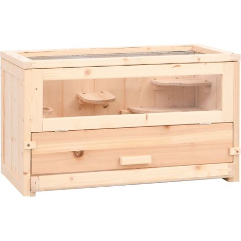 Jaula para hámster 60 x 30 x 35 cm madera maciza de abeto marrón 020041679