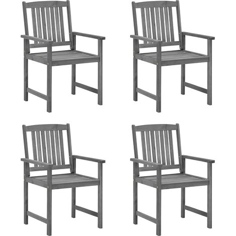 Maison Exclusive - Sedie da Giardino con Cuscini 4 pz in Massello di Acacia Grigio