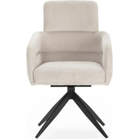 ARLO - Lot de 2 chaises pieds en métal noir - Beige (1/5)