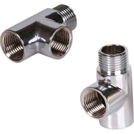 Raccordo a T in ottone cromato 1/2"" femmina/femmina/maschio