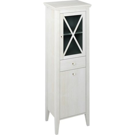 CROSS Meuble de rangement haut avec panier à linge 49x170x39cm, droite/vieux blanc (1/4)