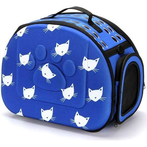 Hundetragetasche, weiche, leichte EVA-Katzentragetasche, atmungsaktive Box, faltbare, weiche Haustiertragetasche für Reisen (S, Blau) (1/5)