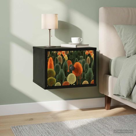 vidaXL Mesita de noche de pared ZAANDAM Roble Negro 36 x 33 x 25 cm (1/5)