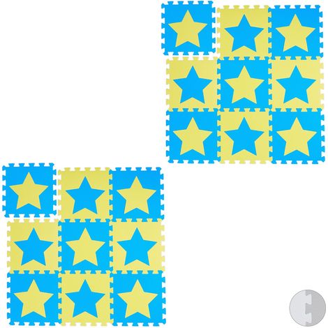 18 Losas Alfombra Puzle Bebé, Goma EVA, Colchoneta Niños, sin Sustancias Nocivas, Suelo Juego, Gateo, Amarillo y Azul (1/5)
