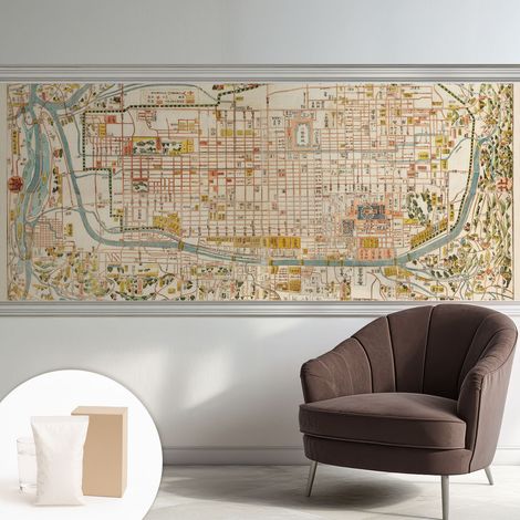 Papier peint décoratif avec colle pour salon, chambre à coucher et bureau – Design moderne et facile à poser Carte ancienne 250x104 cm (1/5)